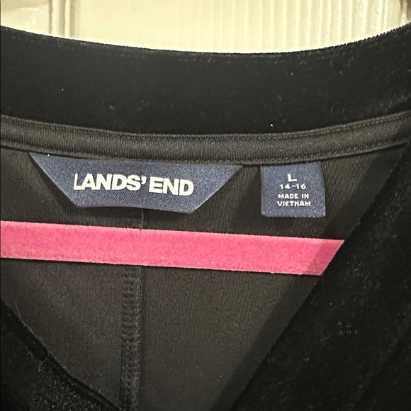 Lands' End Black Velvet long sleeved tunic large top - Picture 4 of 6